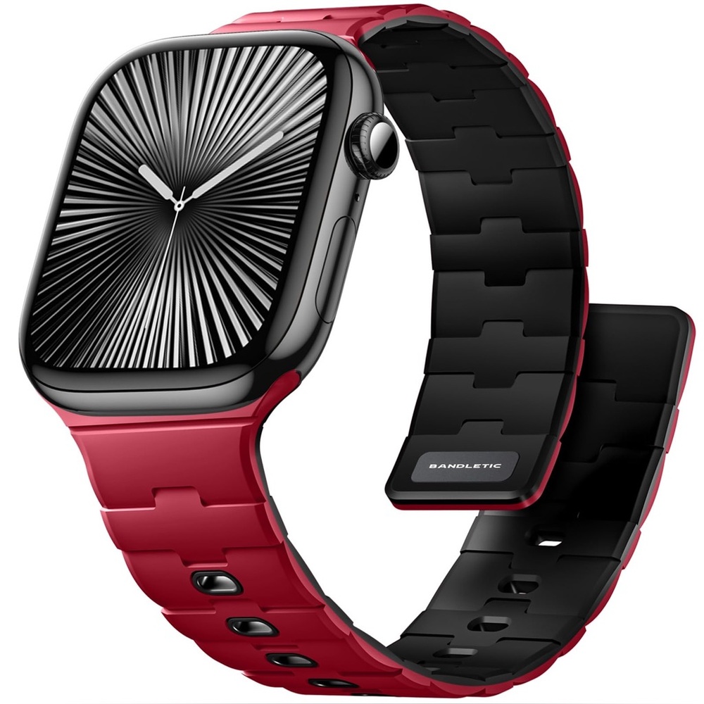 Bandletic Magnetic Sport Strap for Apple Watch Series 10 9 8 7 6 5 SE Red Black